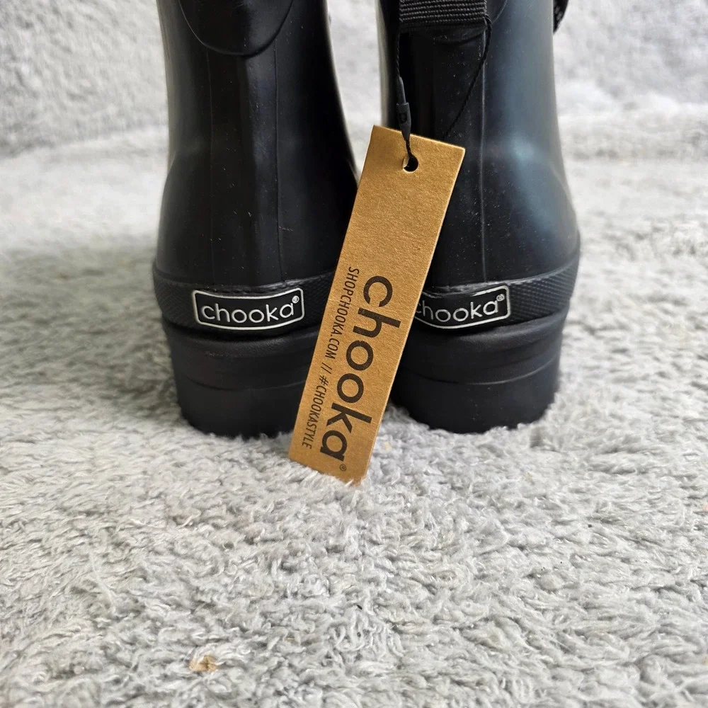 Chooka Black Waterproof‎ Shearling Hiker Lace Up Rain Boots Womens Size 6 NEW